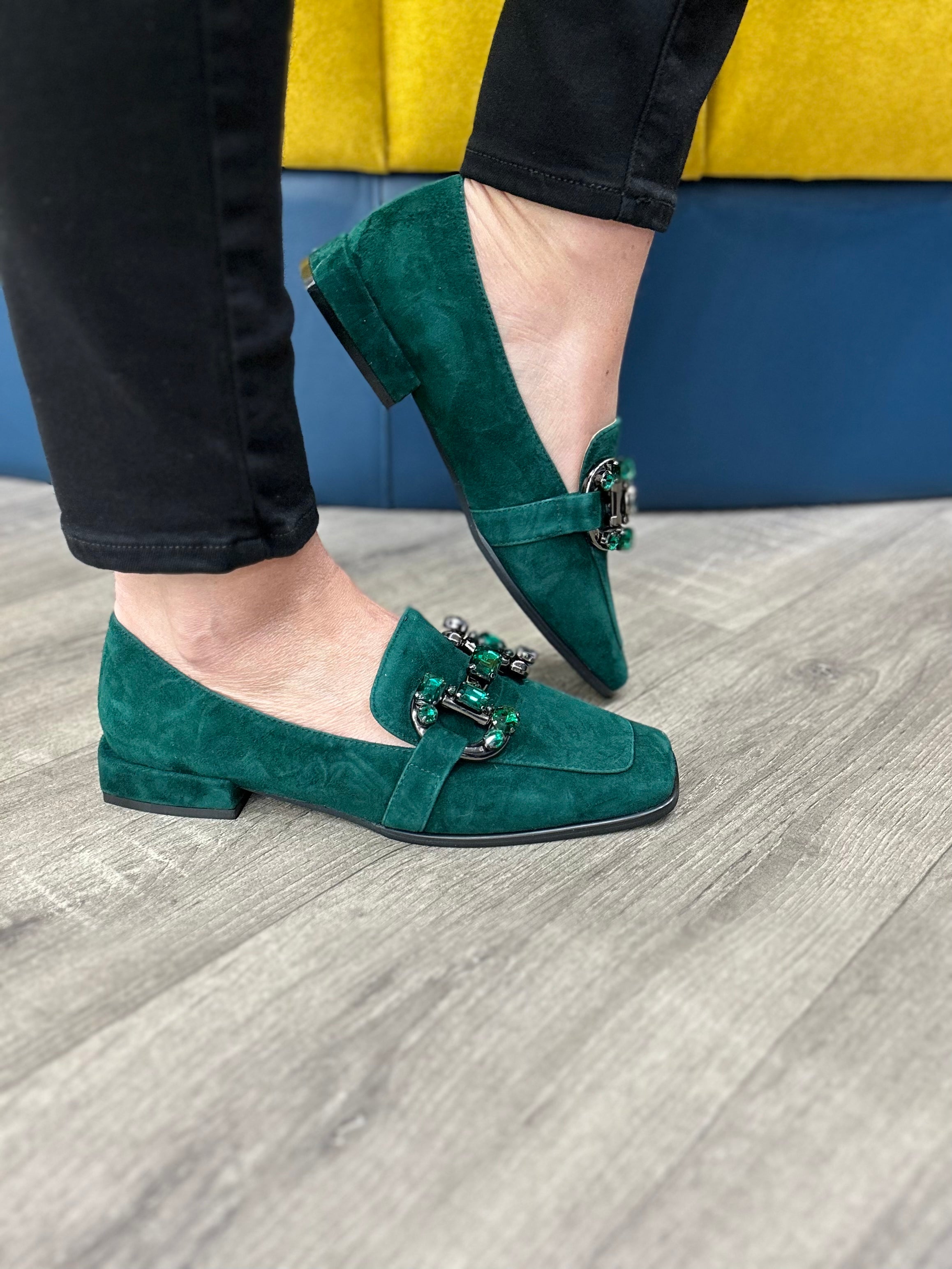 Alma Green Suede Loafer