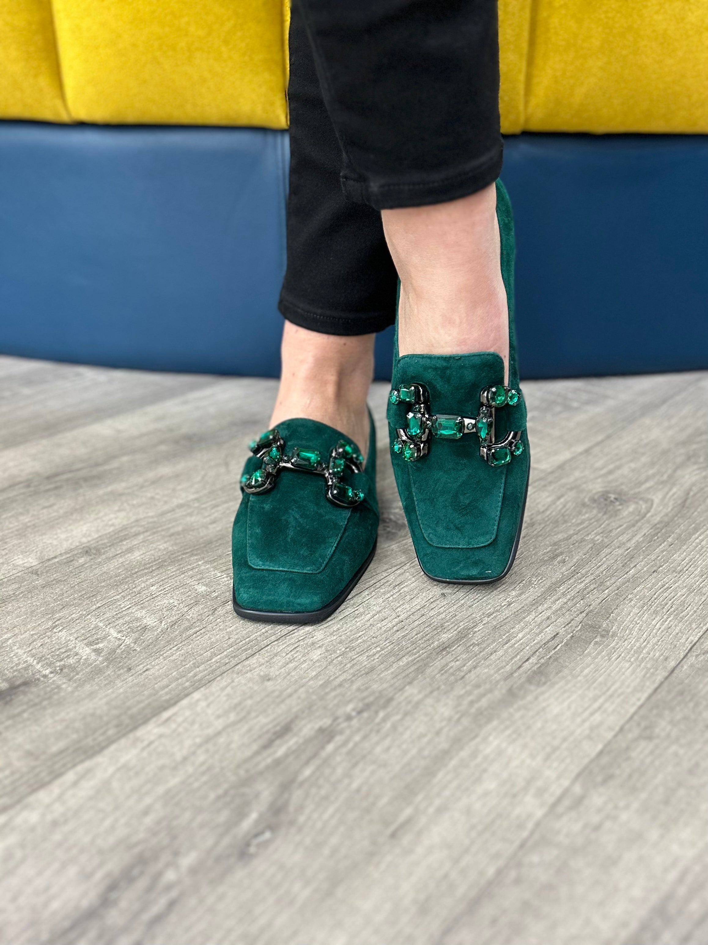 Alma Green Suede Loafer