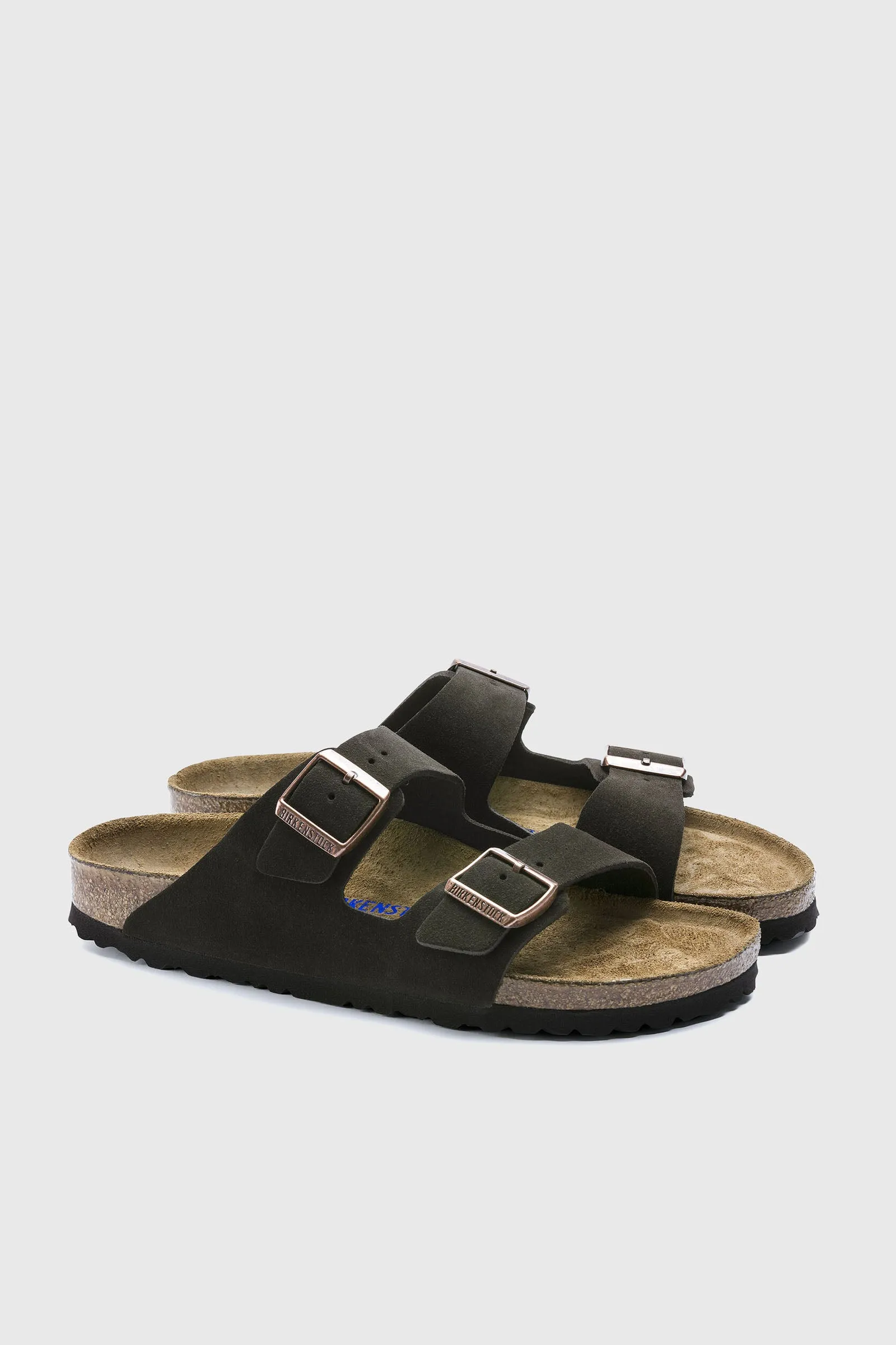 Birkenstock Sandalo Arizona Plantare Morbido Suede Leather Marrone Scuro Uomo