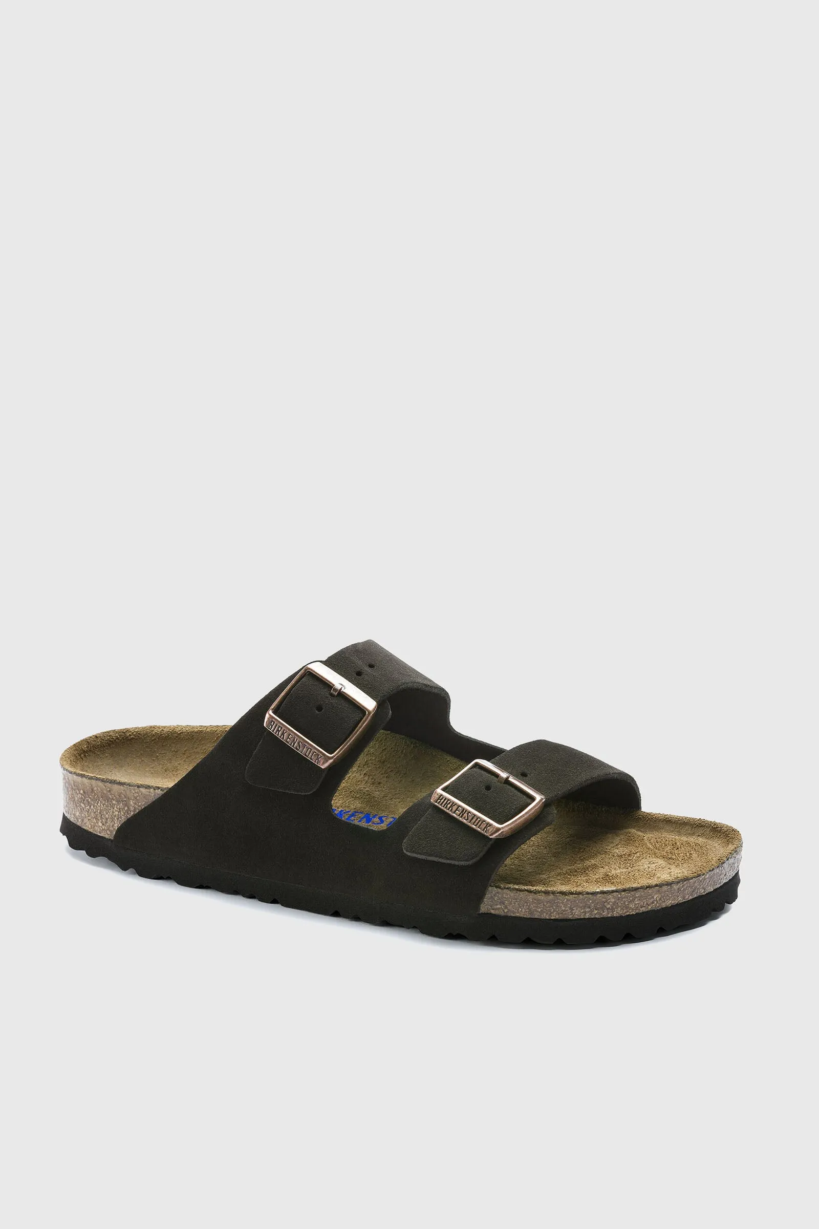 Birkenstock Sandalo Arizona Plantare Morbido Suede Leather Marrone Scuro Uomo