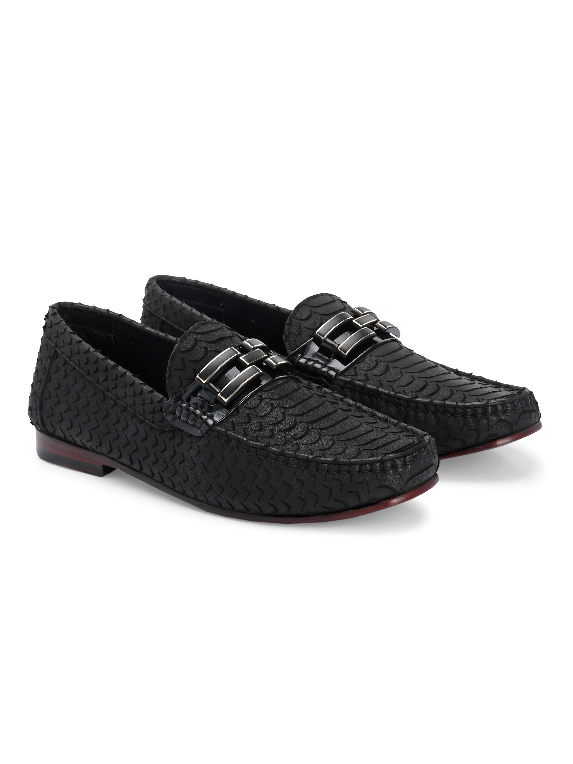 Black Buckled Loafers by Lafattio