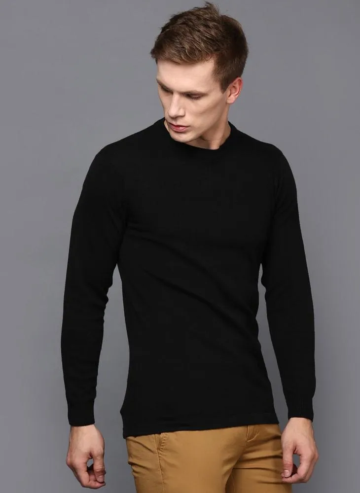 Black Crew Neck Long Sleeved Jumper