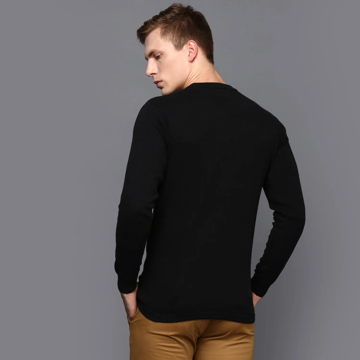 Black Crew Neck Long Sleeved Jumper