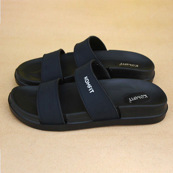 Black Double Strap Slippers for men