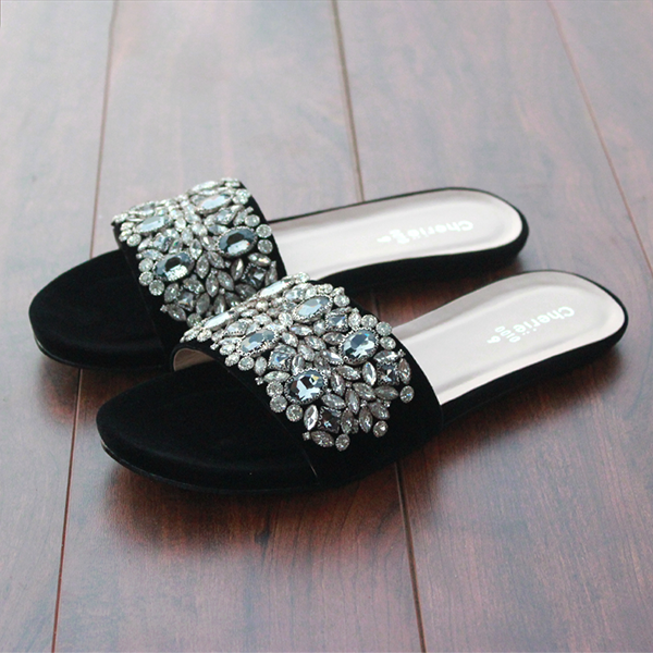 Black Fancy Slippers for women