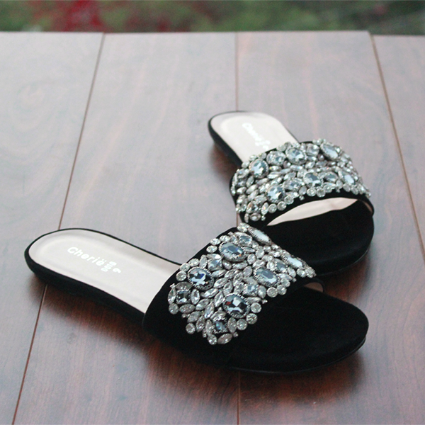 Black Fancy Slippers for women