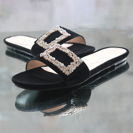 Black Fancy Slippers for women