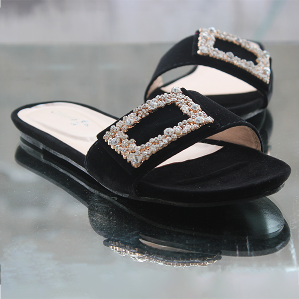 Black Fancy Slippers for women