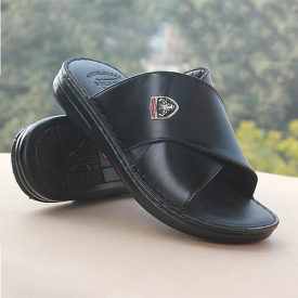 Black medicated mens slippers