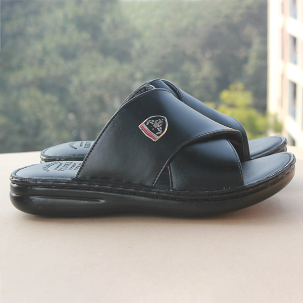 Black medicated mens slippers