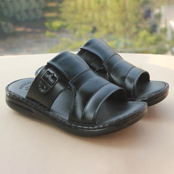 Black medicated slippers for men