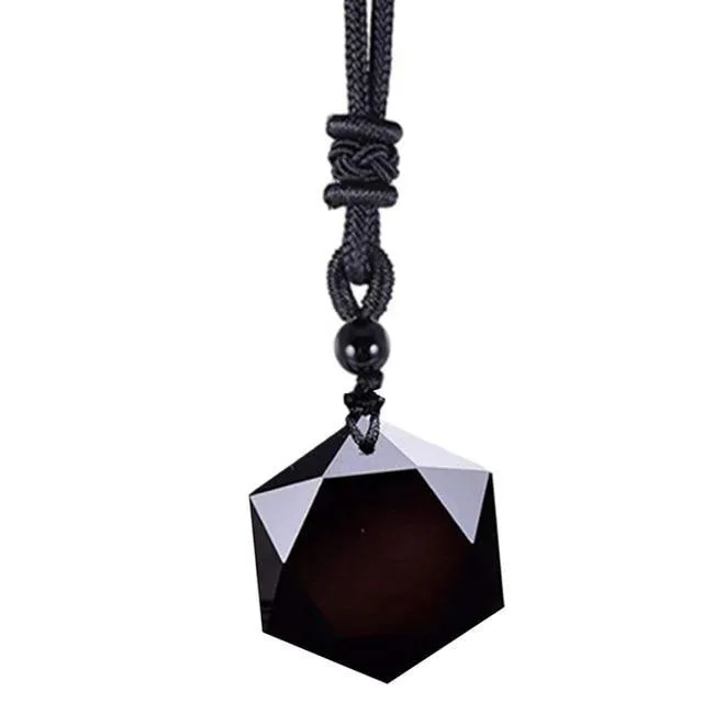 Black Obsidian Natural Stone Pendant Necklace