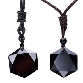 Black Obsidian Natural Stone Pendant Necklace