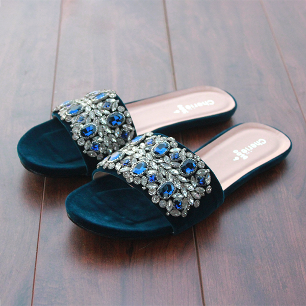 Blue Fancy Slippers for women