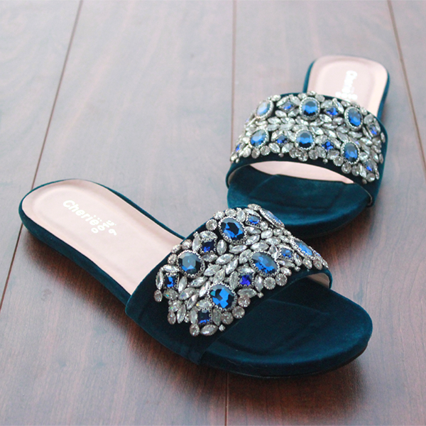 Blue Fancy Slippers for women