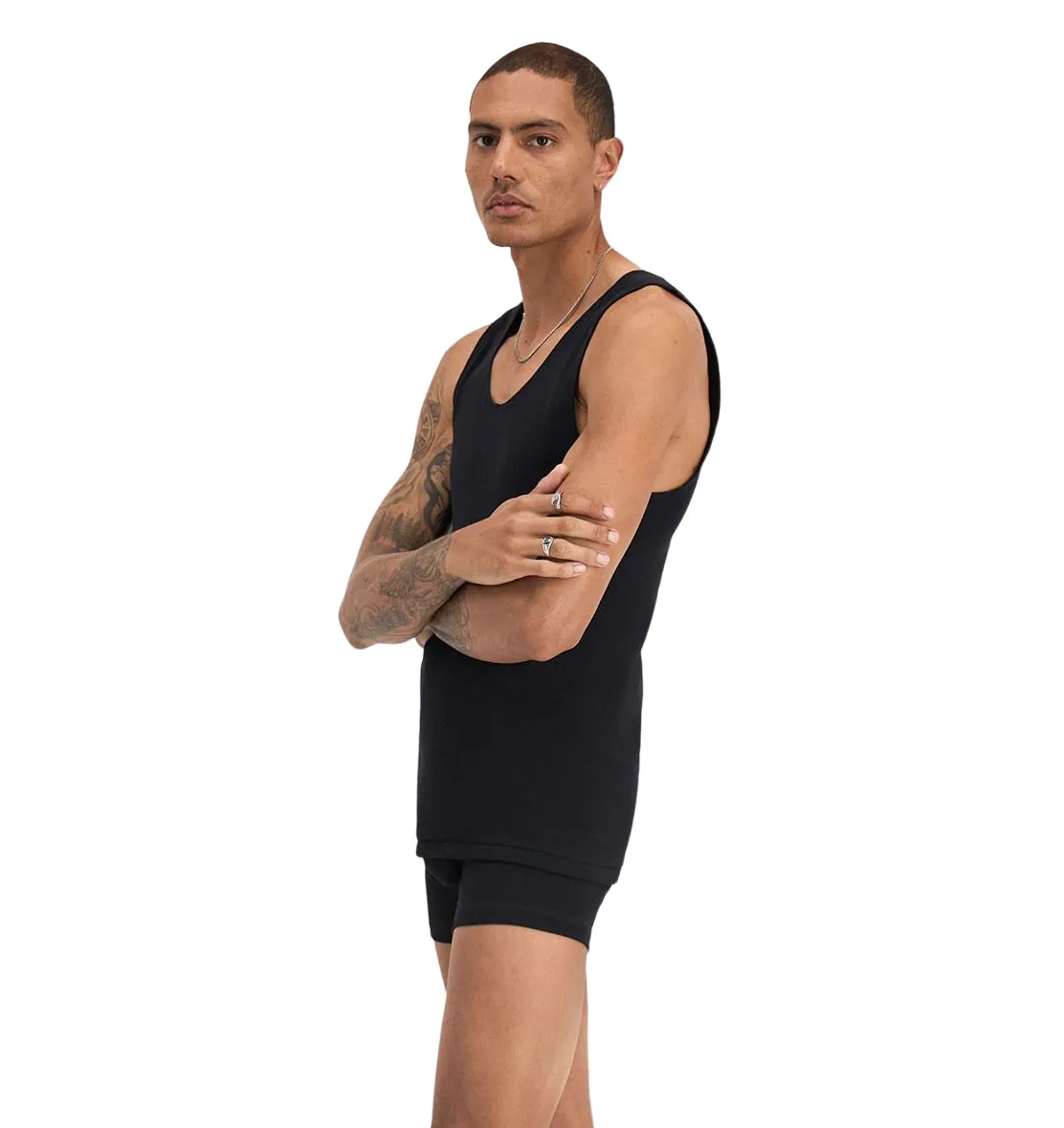 Bonds X-Temp Black Mens Chesty Cotton Plain Singlet Vest Tank Top