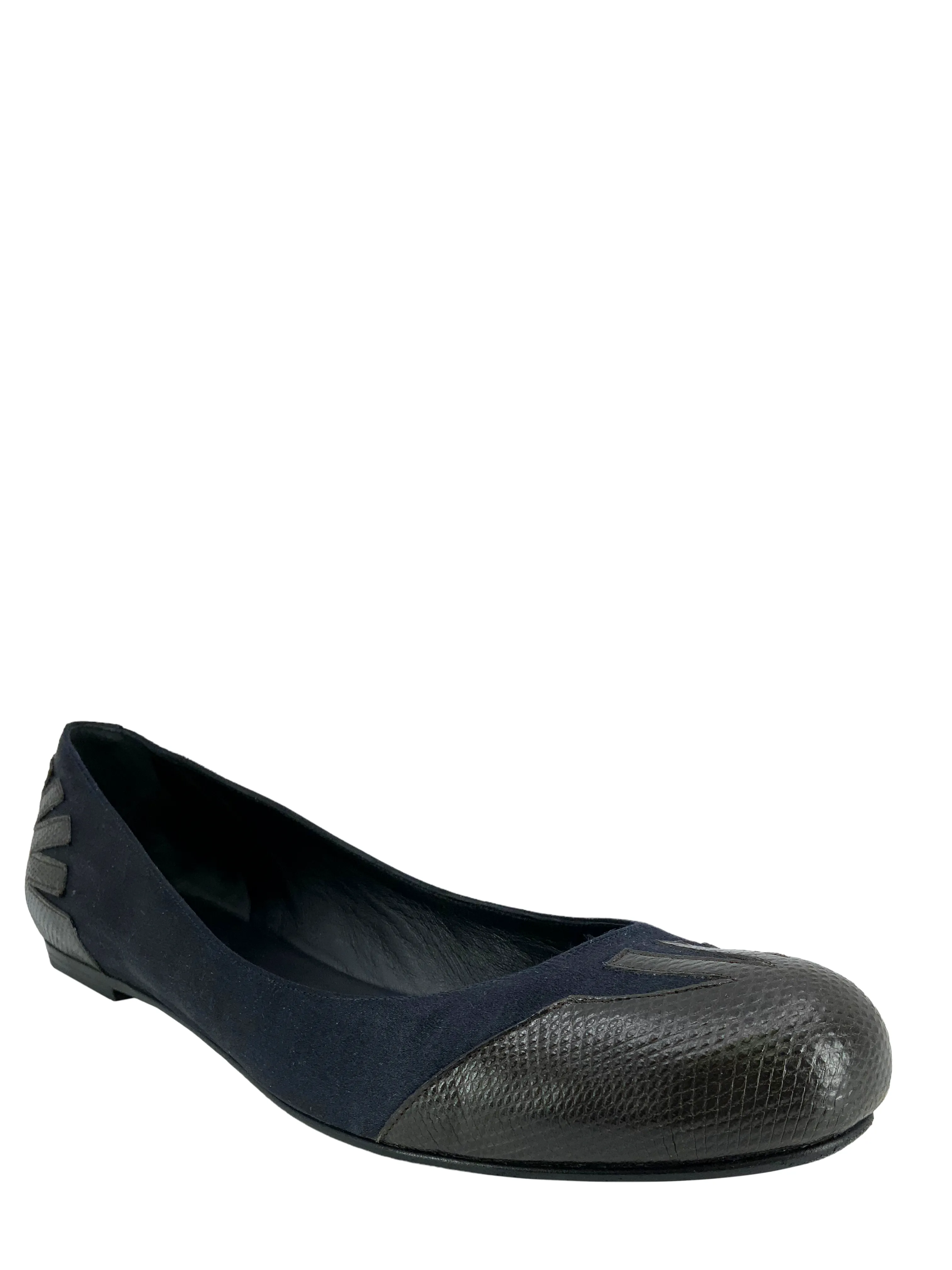 Bottega Veneta Satin and Lizard Ballet Flats Size 9.5