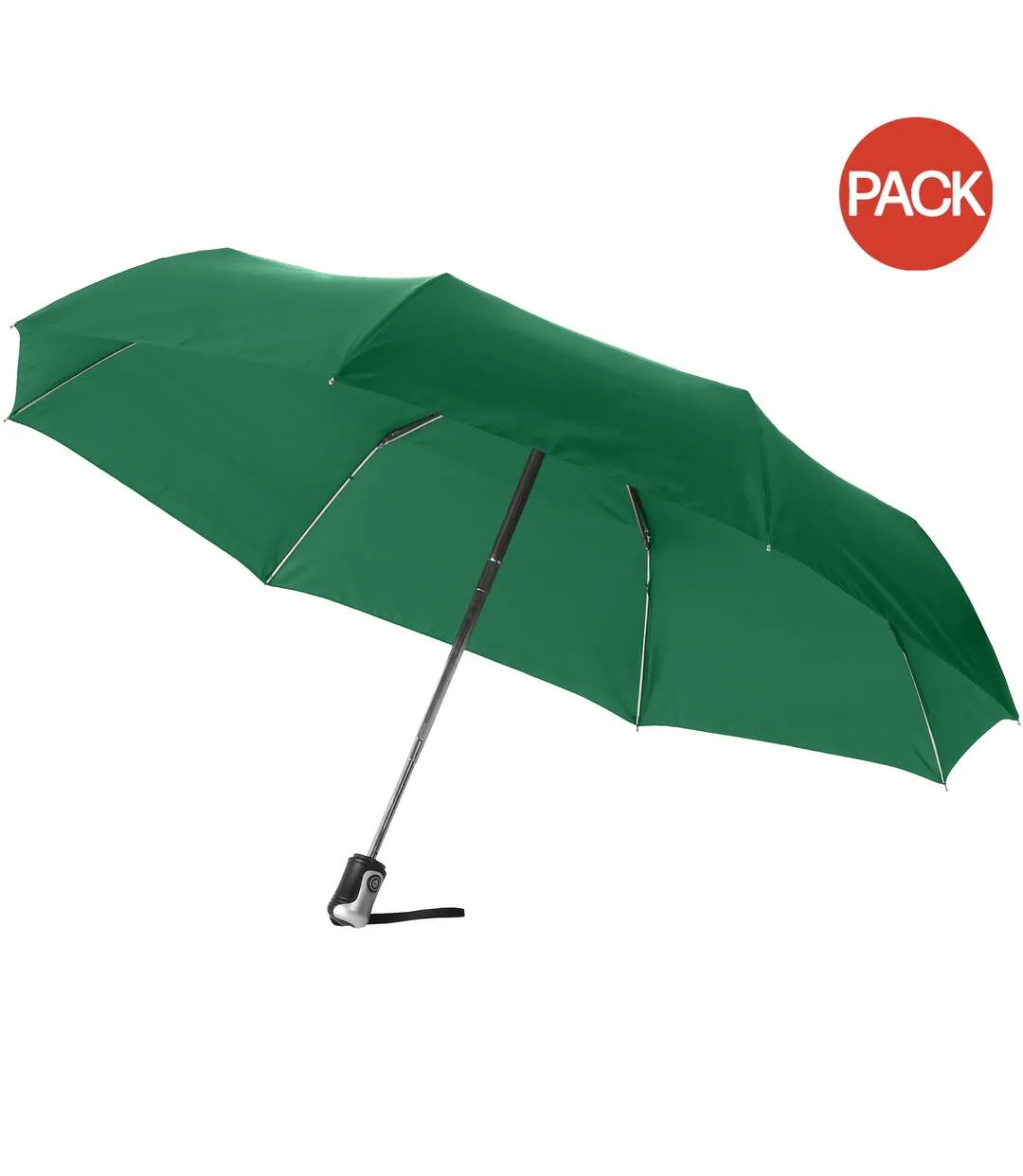 Bullet 21.5in Alex 3-Section Auto Open And Close Umbrella (Pack of 2) (Green) (One Size) - UTPF2527