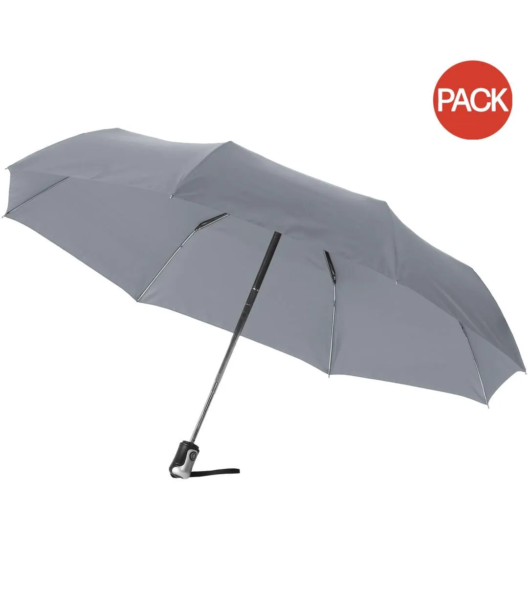 Bullet 21.5in Alex 3-Section Auto Open And Close Umbrella (Pack of 2) (Grey) (One Size) - UTPF2527