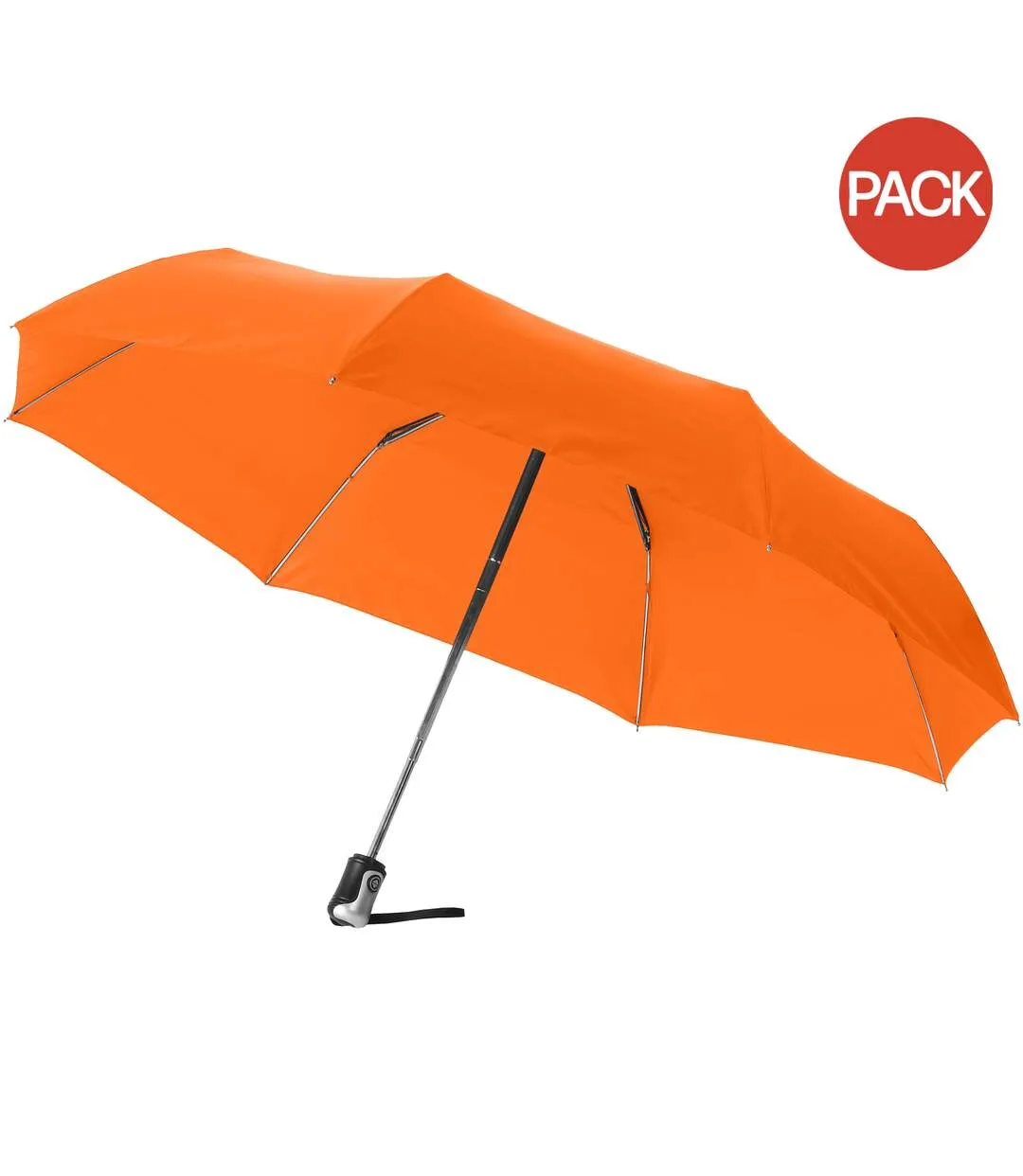 Bullet 21.5in Alex 3-Section Auto Open And Close Umbrella (Pack of 2) (Orange) (One Size) - UTPF2527