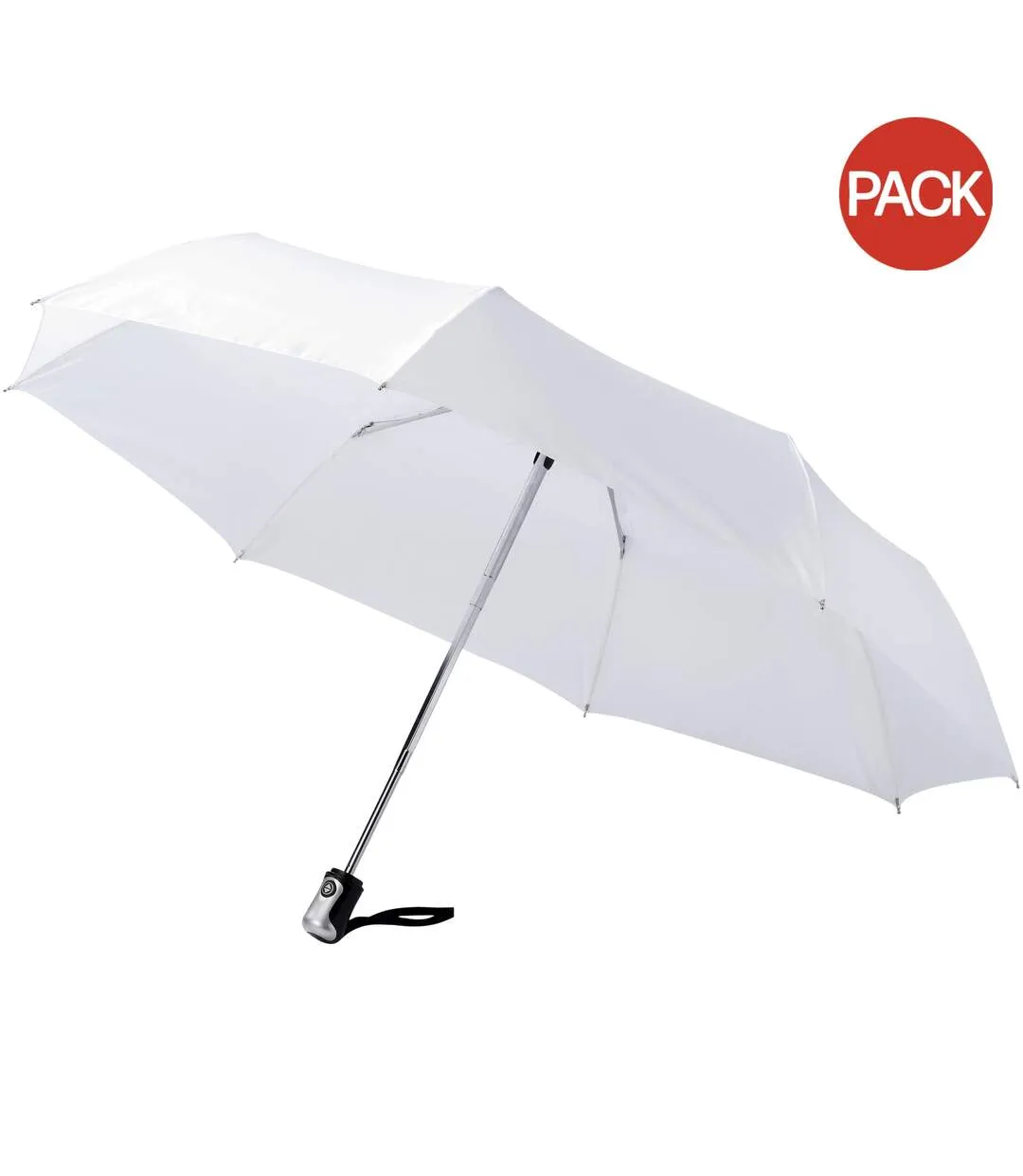 Bullet 21.5in Alex 3-Section Auto Open And Close Umbrella (Pack of 2) (White) (One Size) - UTPF2527