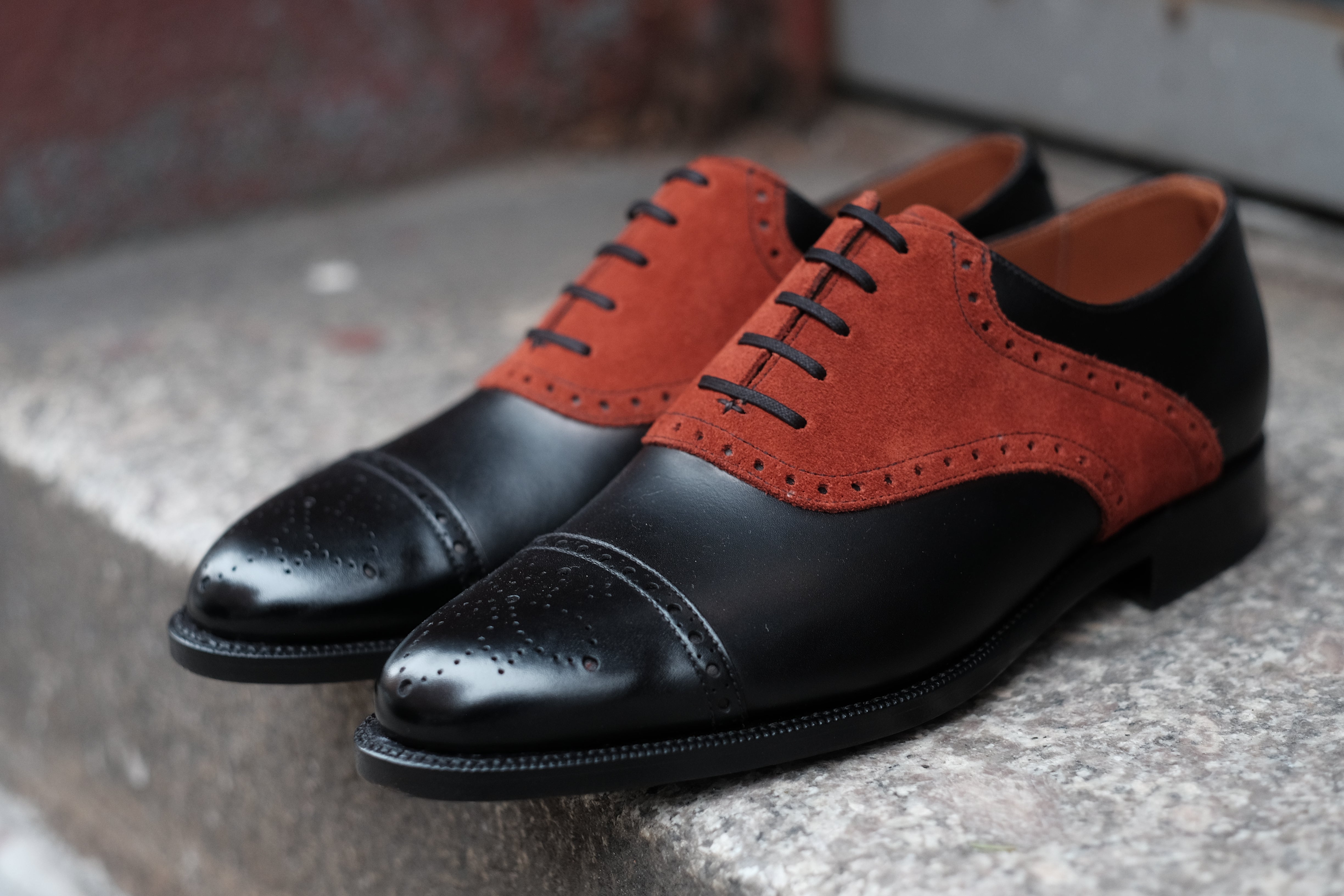 Burien - MTO - Black Calf / Rust Suede - TMG Last - Single Leather Sole