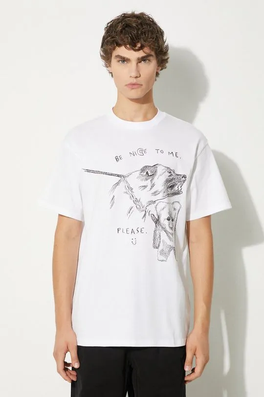 Carhartt WIP cotton t-shirt S/S Pepe Be Nice men’s white color with a print I033983.00AXX