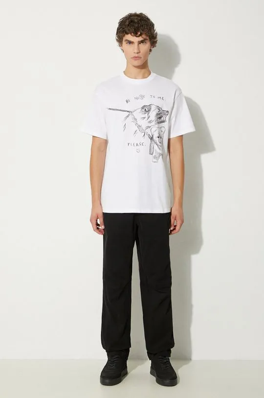 Carhartt WIP cotton t-shirt S/S Pepe Be Nice men’s white color with a print I033983.00AXX