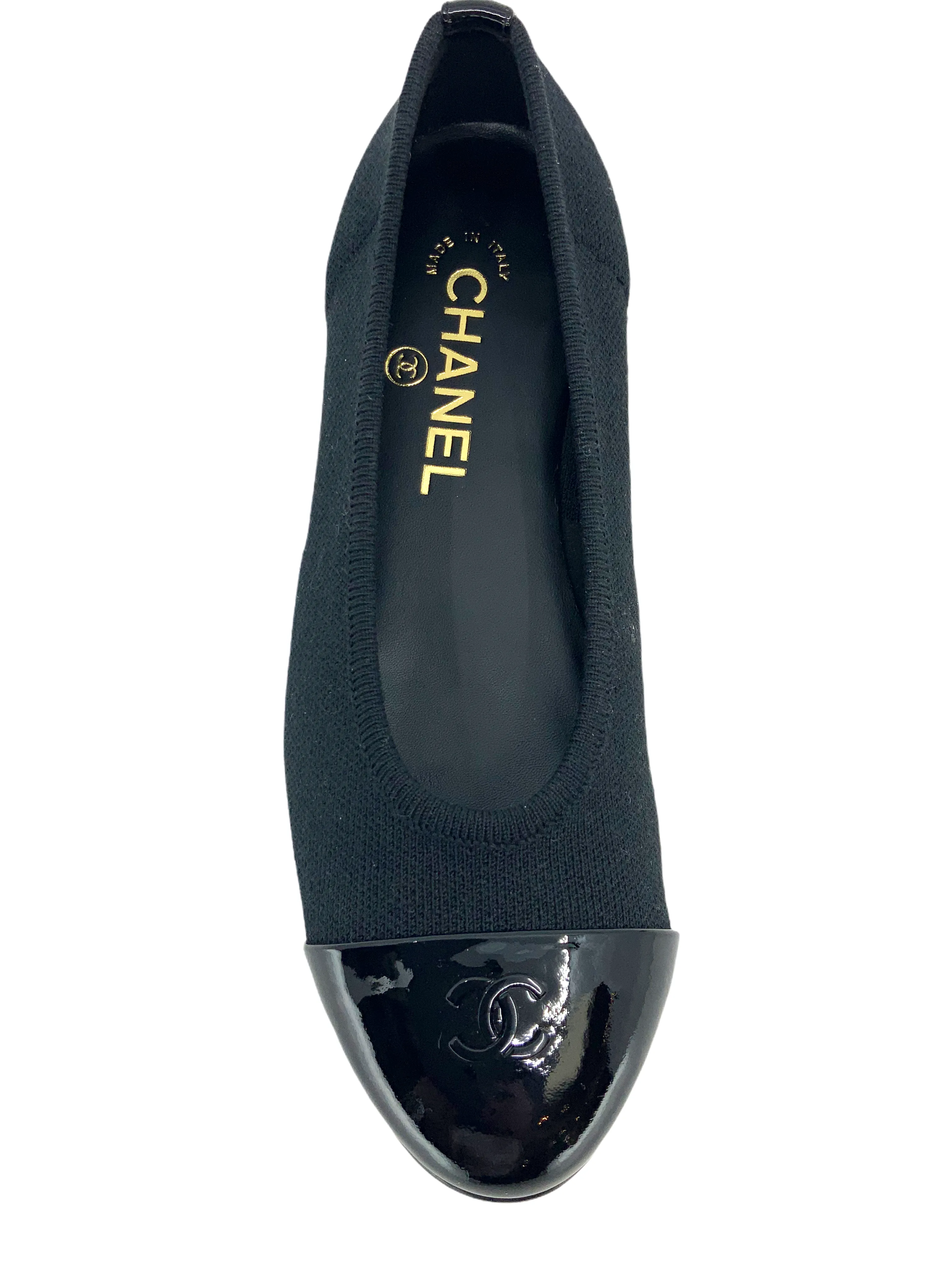 Chanel Fabric Patent CC Cap Toe Ballerina Flats 6