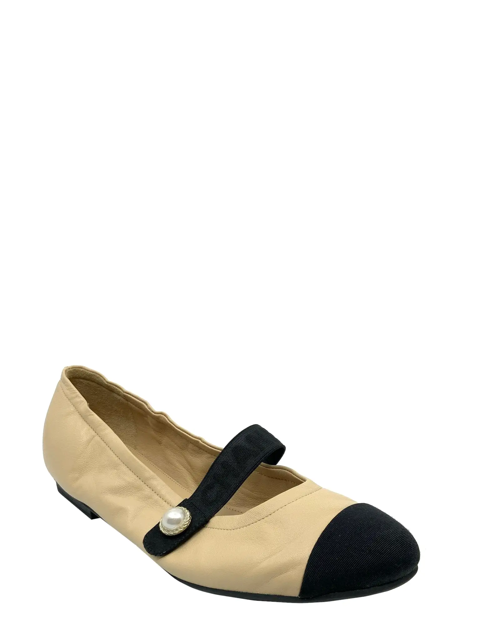 Chanel Lambskin Cap Toe Ballet Flats Size 9