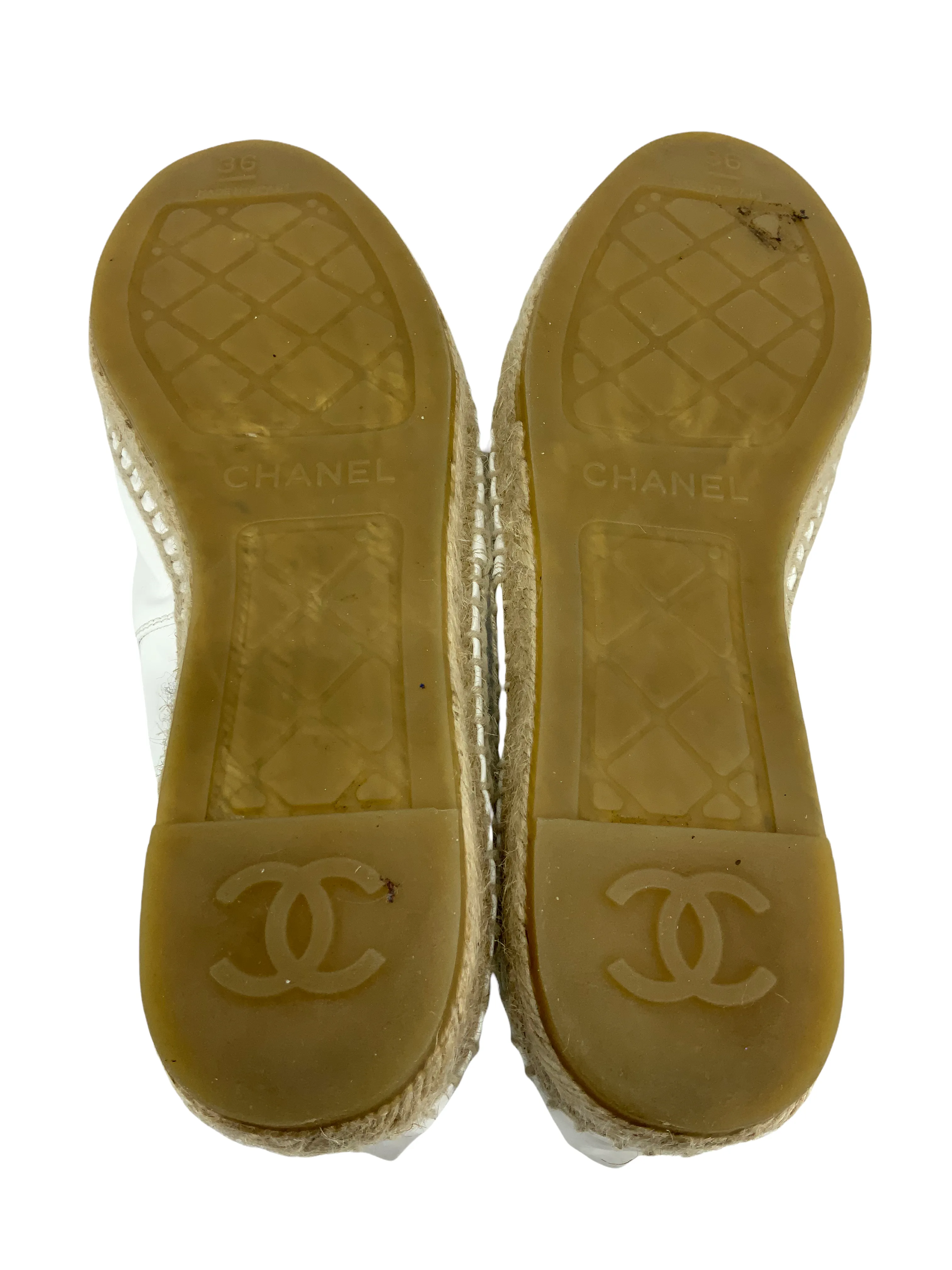 Chanel Patent Leather CC Espadrille Flats Size 6