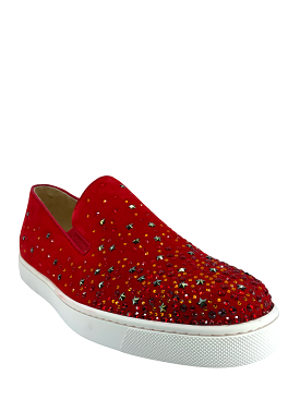 Christian Louboutin Suede Crystal Star Dolcita Boat Flats Size 9