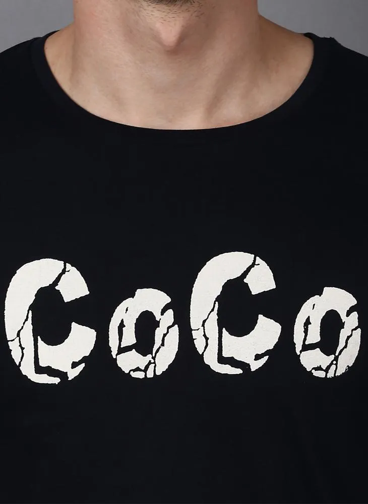 'COCO' Printed Basic Black T-Shirt