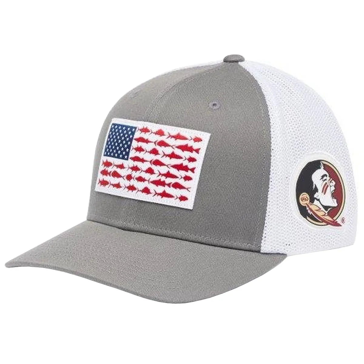 Columbia Seminoles Angler Flag PFG Mesh Flexfit Structured Ball Cap - Titanium