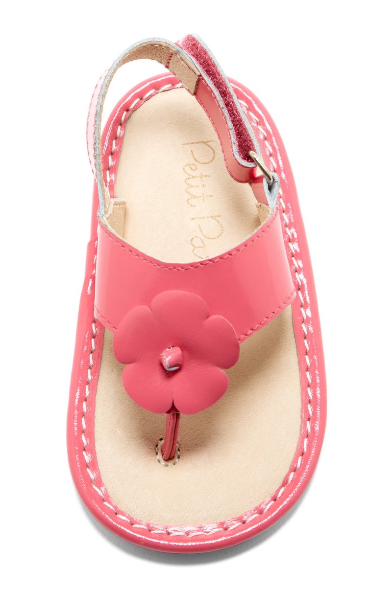 Coral Hibiscus Applique Sandals