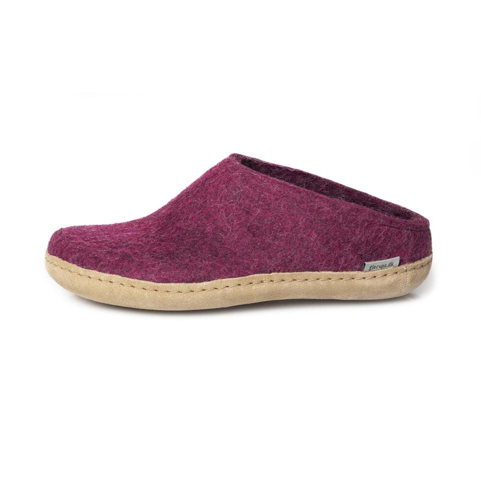 Glerups Slippers: Slip-On, Cranberry, Leather - B-07