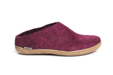 Glerups Slippers: Slip-On, Cranberry, Leather - B-07