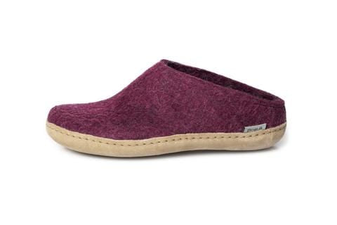 Glerups Slippers: Slip-On, Cranberry, Leather - B-07