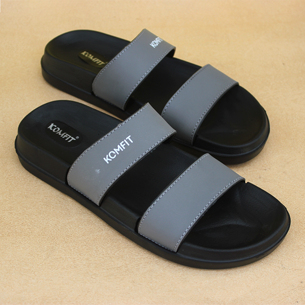 Grey Double Strap Slippers for men