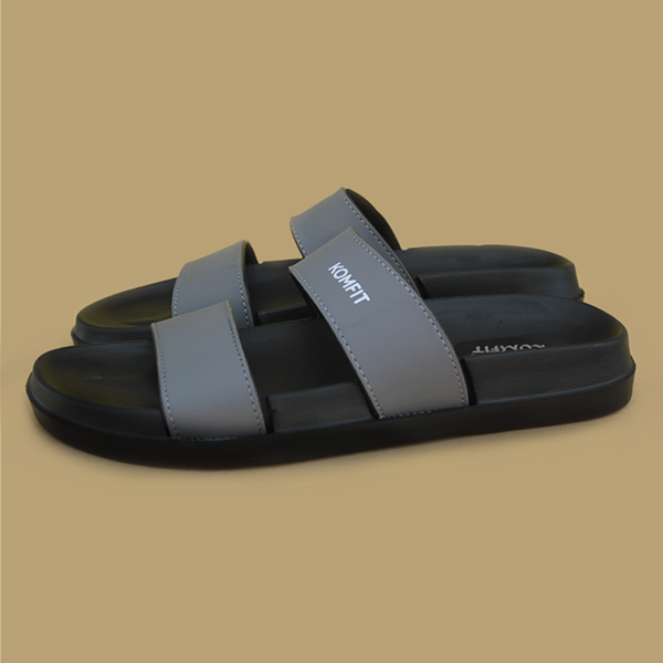 Grey Double Strap Slippers for men