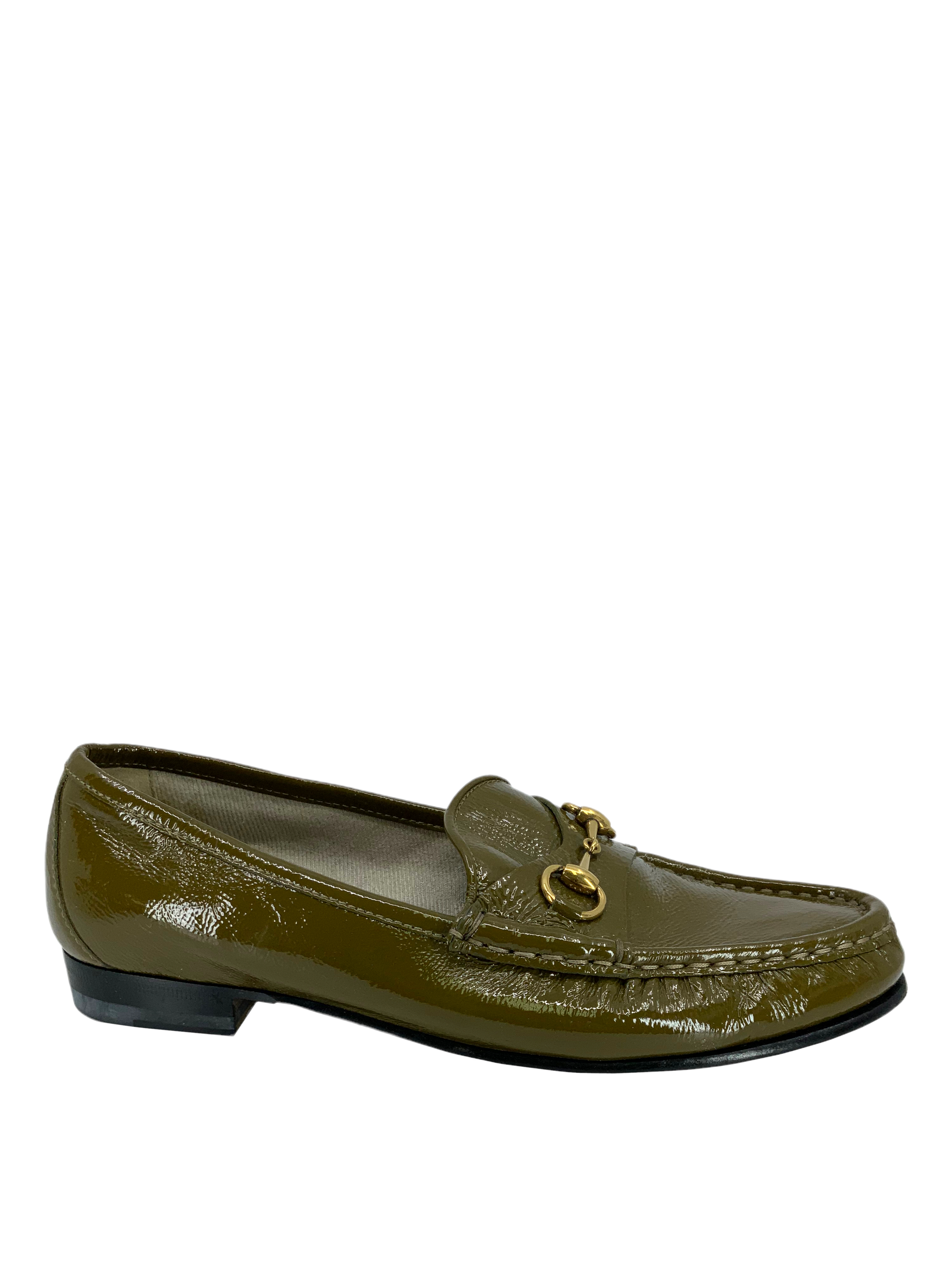 Gucci Classic Patent Leather Horsebit Loafers Size 7