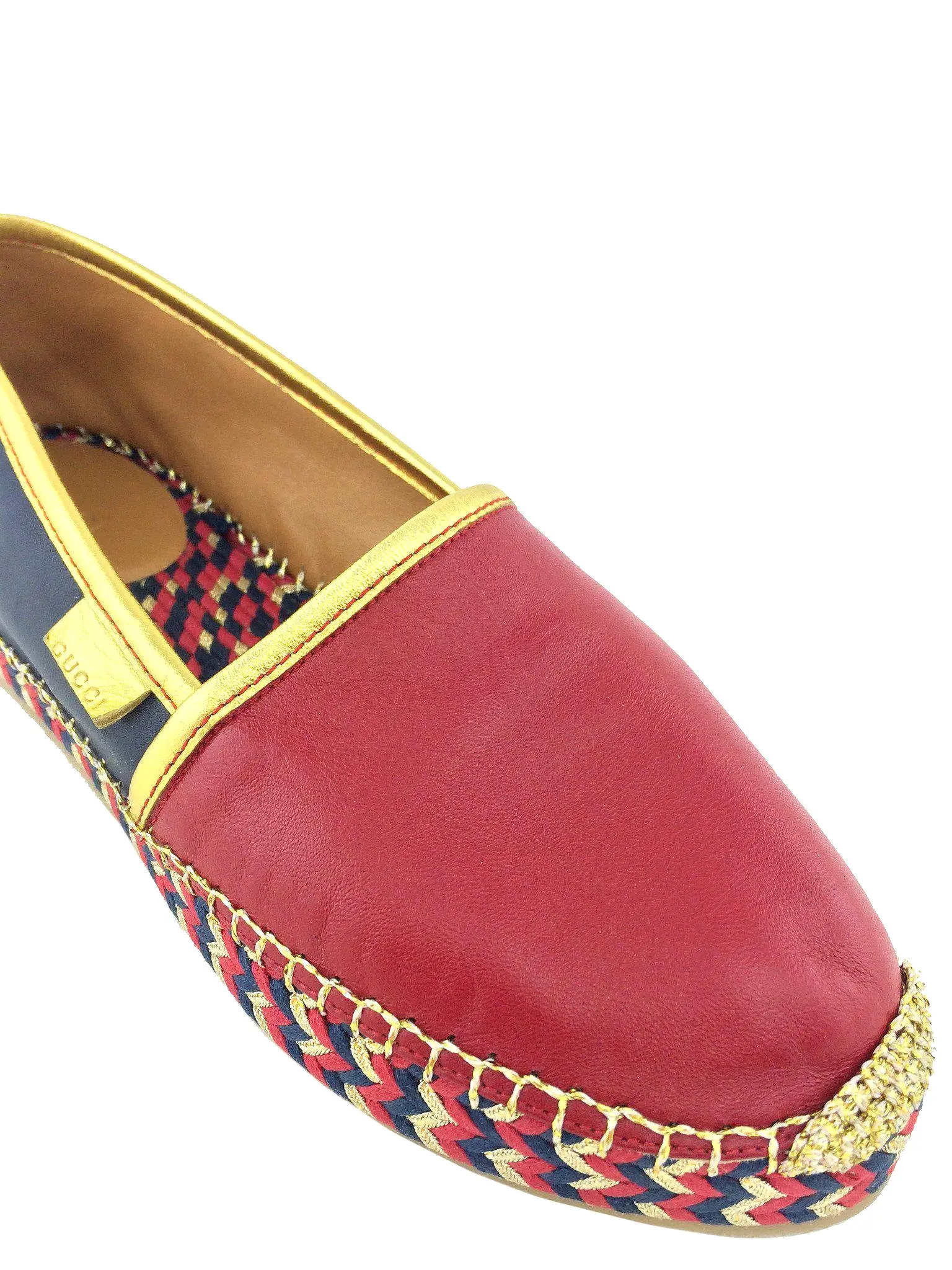 Gucci Pilar Leather Espadrille Flats Size 6.5 NEW