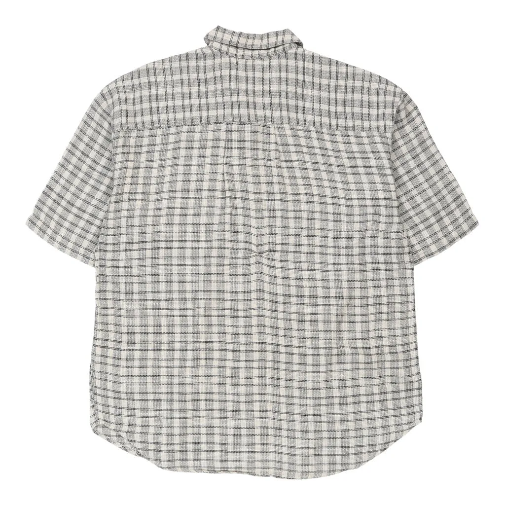 Guess Checked Short Sleeve Shirt - Medium White Cotton Blend