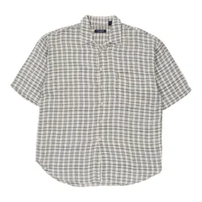 Guess Checked Short Sleeve Shirt - Medium White Cotton Blend