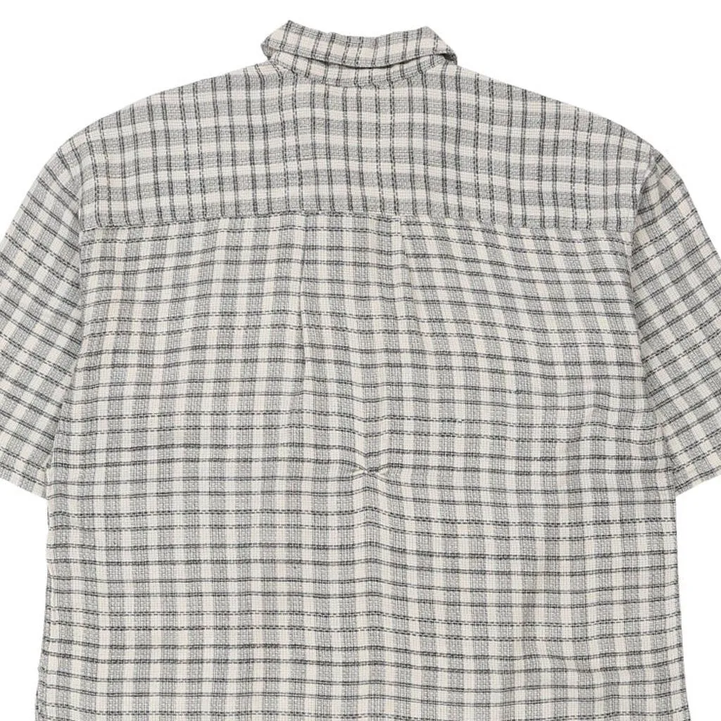 Guess Checked Short Sleeve Shirt - Medium White Cotton Blend