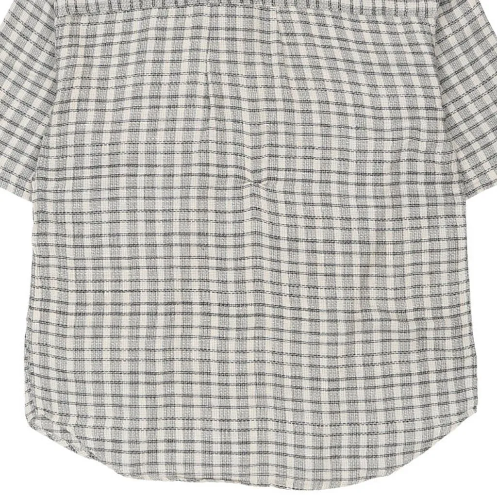 Guess Checked Short Sleeve Shirt - Medium White Cotton Blend