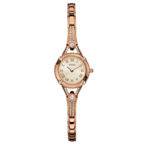 Guess Ladies Petite Crystal Watch: Rose