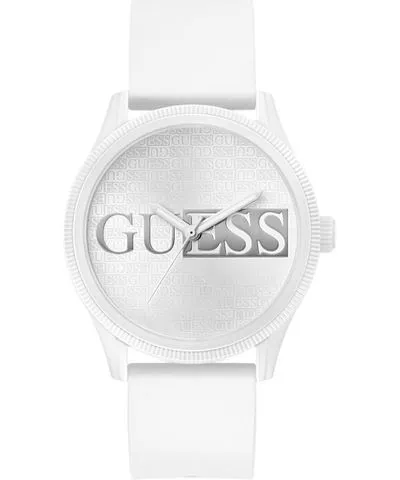 Guess Men's Analog White Silicone Watch 45mm