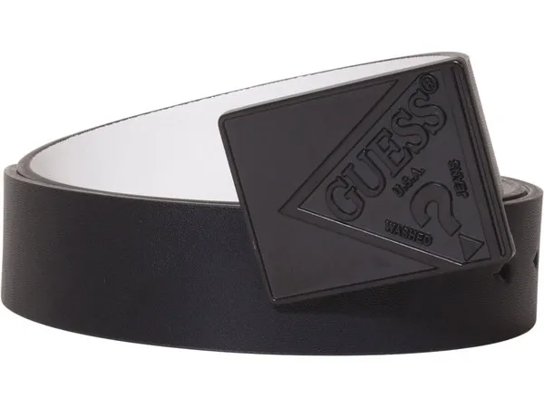 Guess Men's Belt Reversible Plaque Buckle Black/White Sz: L (38-40) 11GU02XZ04