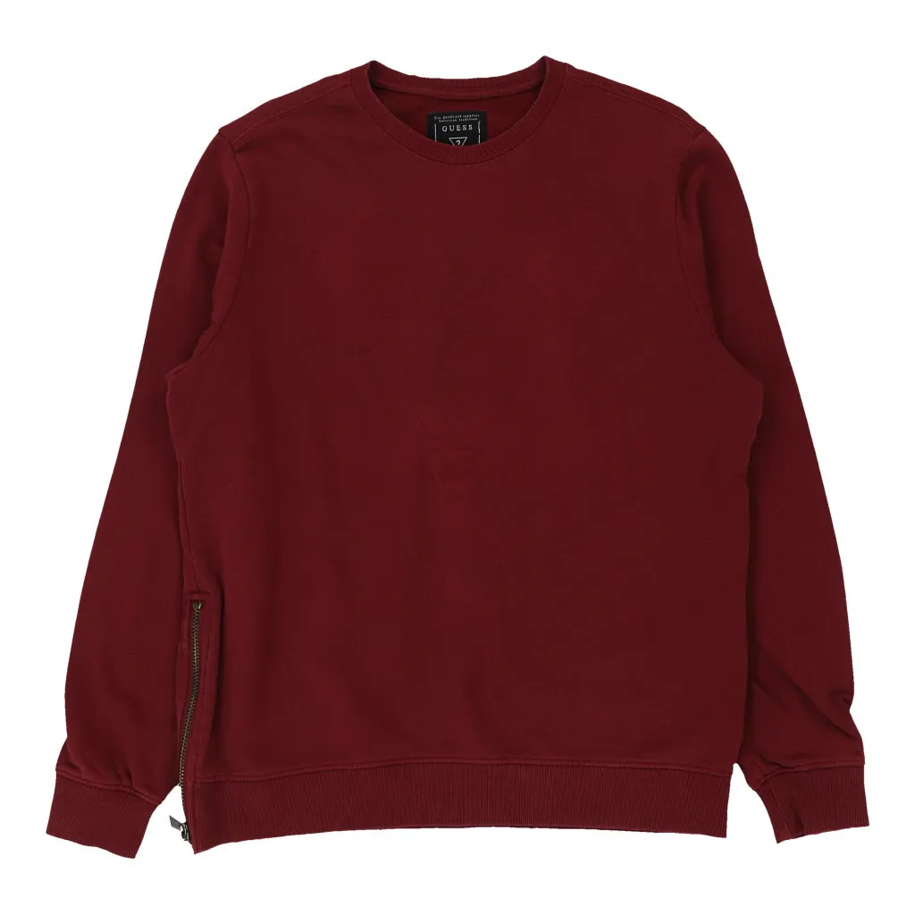 Guess Sweatshirt - Medium Burgundy Cotton Blend